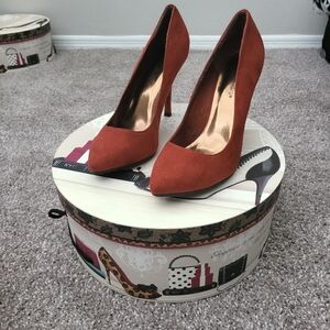 Rust Suede Pointed-Toe Pumps - Women